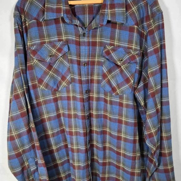 Men's Wrangler Blue Flannel Button Down Size XXL - Picture 1 of 4
